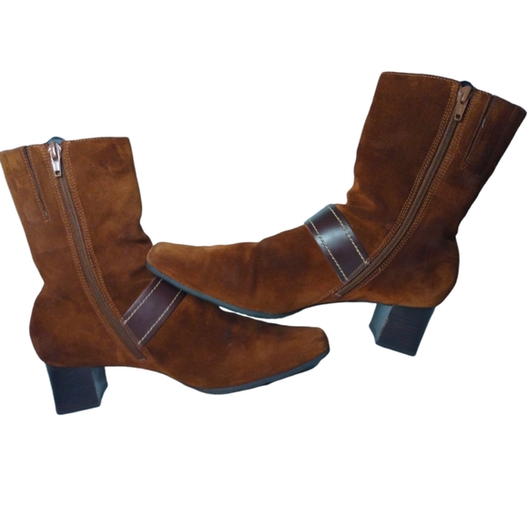 Ecco Womens Arizona Brown Suede Leather Square Toe Boots Low Heel EU 40 US 9/9.5 - Picture 4 of 16